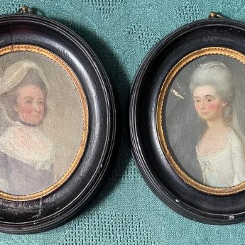 George Roth, pair of miniature oil portraits of Miss James and her mother