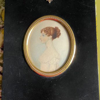 Edward Foster, watercolour profile portrait of a young Regency lady