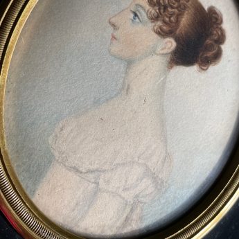 Edward Foster, watercolour profile portrait of a young Regency lady