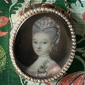 Thomas Redmond, miniature portrait of a lady in pink