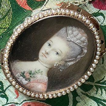 Thomas Redmond, miniature portrait of a lady in pink
