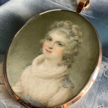 Samuel Shelley, miniature portrait of a young lady with powdered hair