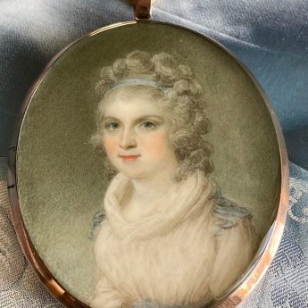 Samuel Shelley, miniature portrait of a young lady with powdered hair