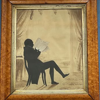 Augustin Edouart, cut silhouette of a gentleman reading a newspaper, signed