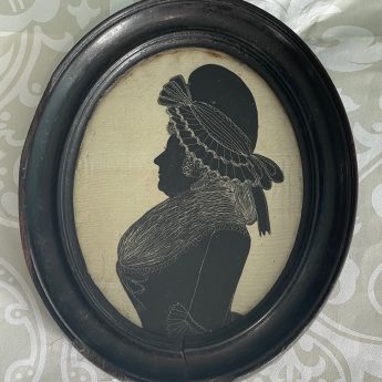 John Jolliffe, silhouette reverse painted on glass of Mrs Miller