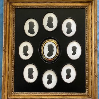 John Miers, family group of 9 silhouettes from the Whitmore Family
