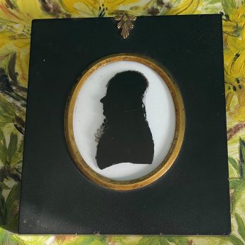 Charles Rosenberg, silhouette reverse painted on glass