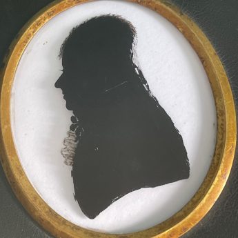Charles Rosenberg, silhouette reverse painted on glass