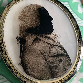 Elizabeth Hudson, silhouette reveres painted on glass