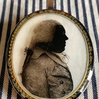 Elizabeth Hudson, silhouette reveres painted on glass