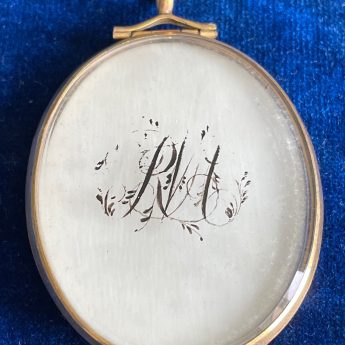 Elizabeth Hudson, silhouette reverse painted on glass