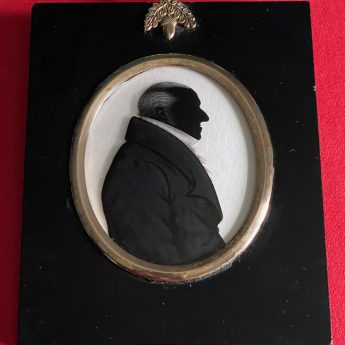 James Pelham II attrib., silhouette reverse painted on glass