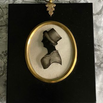 Hinton Gibbs, silhouette reverse painted on glass