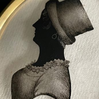 Hinton Gibbs, silhouette reverse painted on glass