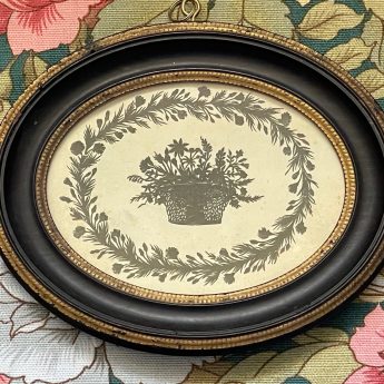 Cut paper basket of flowers