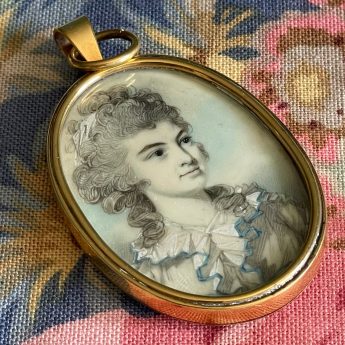Manner of Engleheart, miniature portrait of Mrs Brisbane