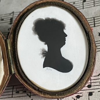 John Field in Miers studio, miniature silhouette of Harriet Miers