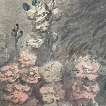 Henry Edridge ARA, watercolour portrait of Mrs Pope in a classical garden landscape