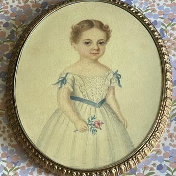 Miniature watercolour portrait of a little girl