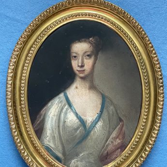 Oil on copper portrait of a young lady