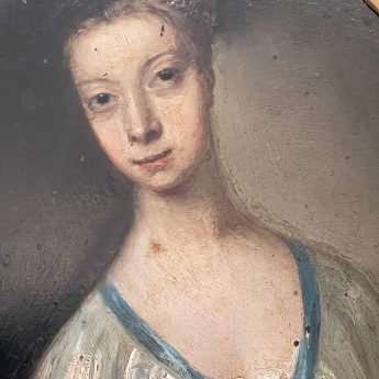 Oil on copper portrait of a young lady