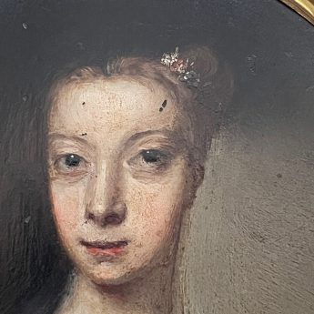 Oil on copper portrait of a young lady