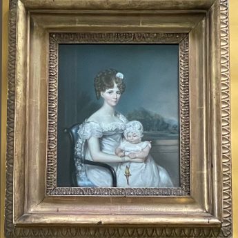 Ellen Sharples, pastel portrait of a mother and child