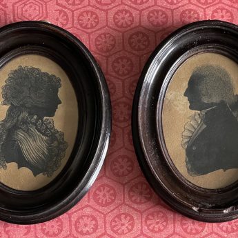 Mrs Bull, pair of silhouettes painted on card 1780s
