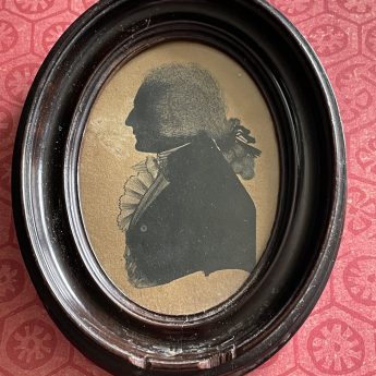 Mrs Bull, pair of silhouettes painted on card 1780s