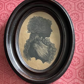 Mrs Bull, pair of silhouettes painted on card 1780s