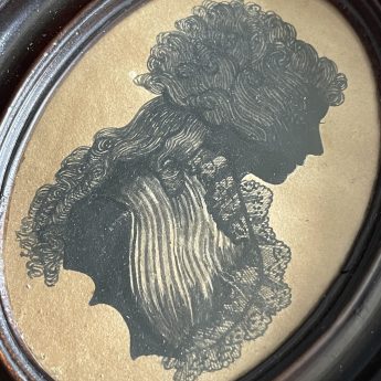 Mrs Bull, pair of silhouettes painted on card 1780s