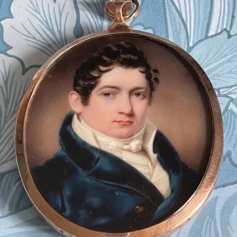 John Cox Dillman Engleheart miniature portrait of a gentleman in a blue coat