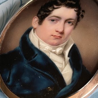 John Cox Dillman Engleheart miniature portrait of a gentleman in a blue coat