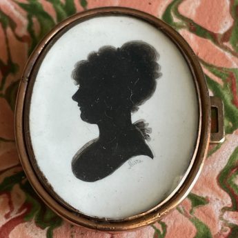 John Miers, silhouette jewel of a lady in a slide setting