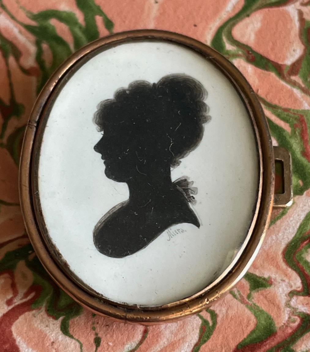 John Miers, silhouette jewel of a lady in a slide setting