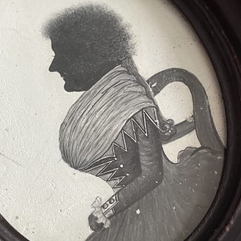 William Phelps, silhouette painted on plaster of a lady seated