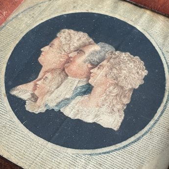 Rare engraving on silk of Louis XVI and family, dated 1793