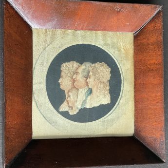 Rare engraving on silk of Louis XVI and family, dated 1793