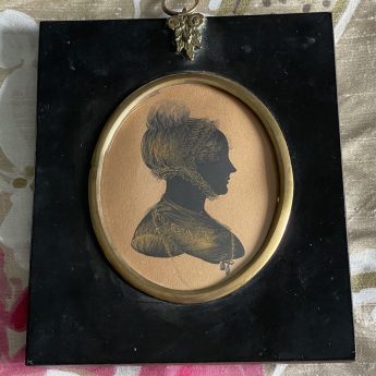 George Atkinson painted and gilded silhouette of Mary Watts-Russell, dated 1818