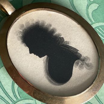 John Miers, double-sided locket silhouette painted on card