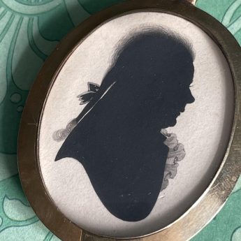 John Miers, double-sided locket silhouette painted on card