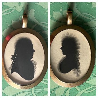 John Miers, double-sided locket silhouette painted on card