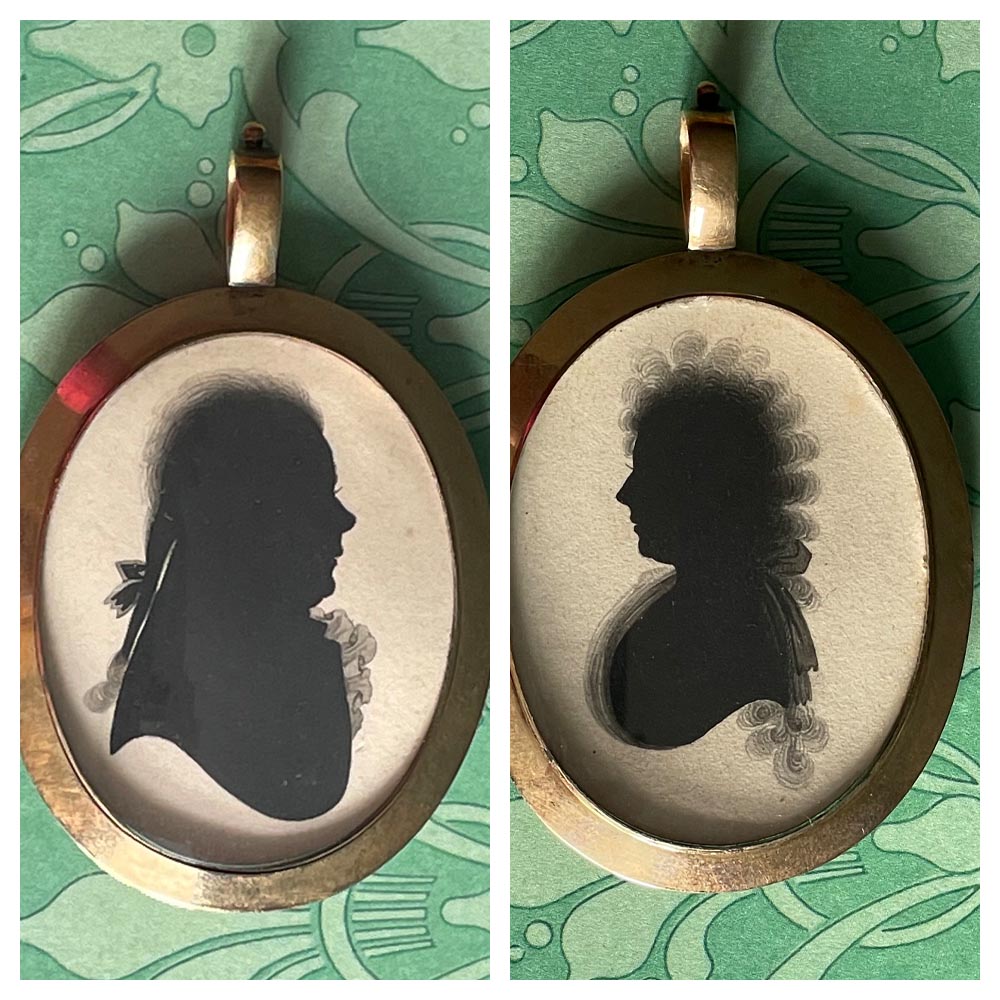 John Miers, double-sided locket silhouette painted on card