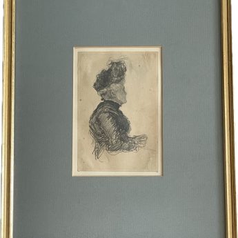 Henry Winslow, portrait drawing of a lady in a hat