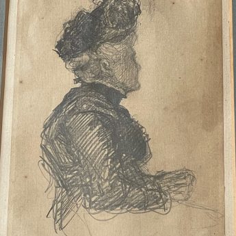 Henry Winslow, portrait drawing of a lady in a hat