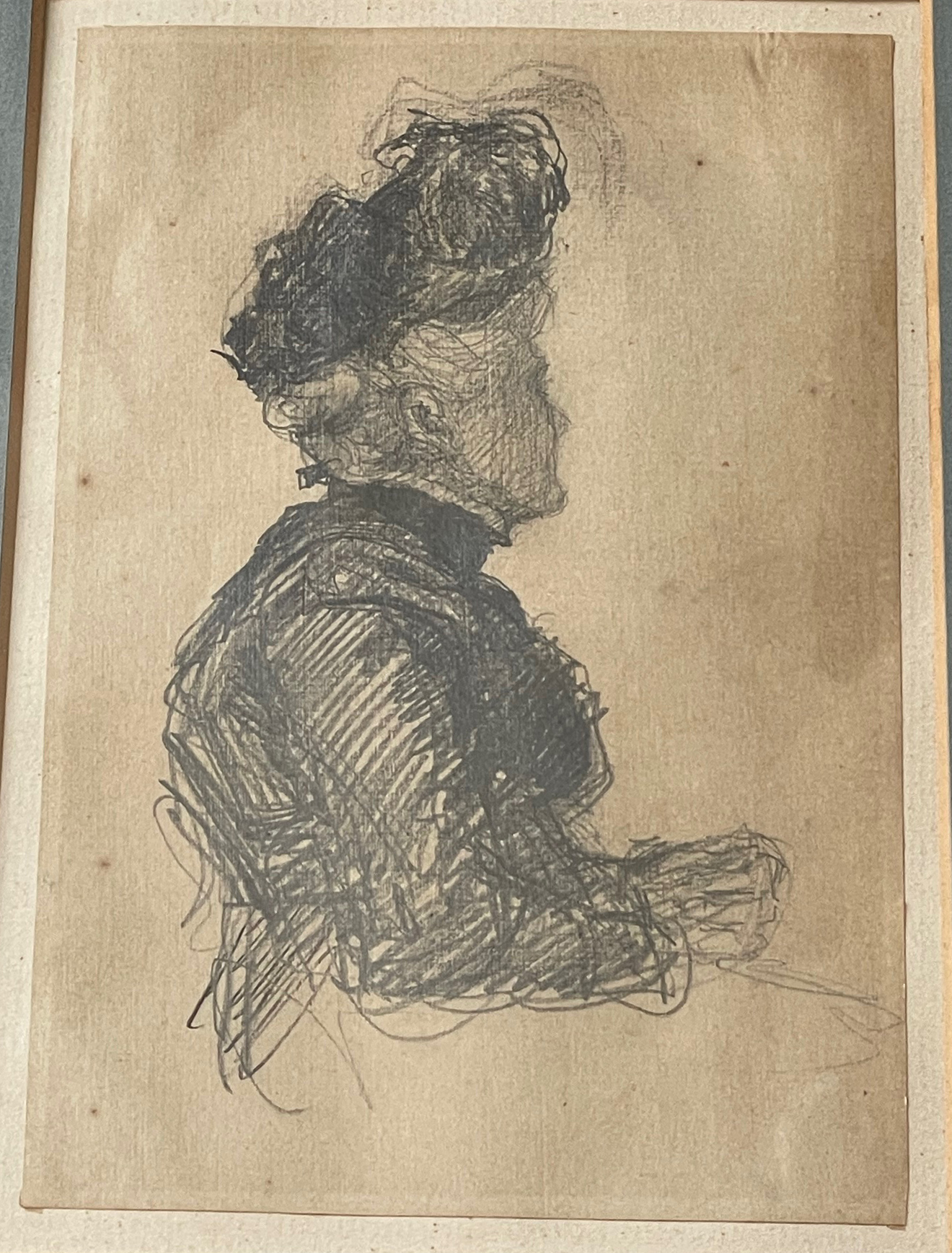 Henry Winslow, portrait drawing of a lady in a hat