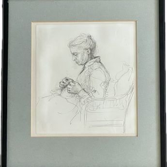Henry Winslow, portrait of an elderly lady sewing