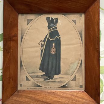 Painted full-length silhouette of the Playmouth towncrier